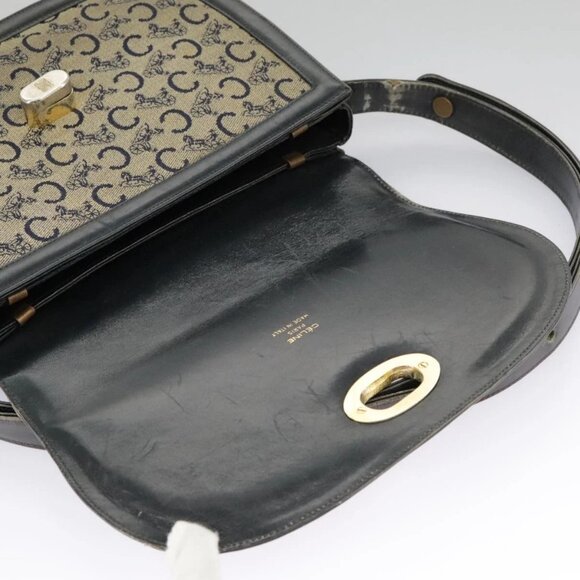 CELINE C Sulky Shoulder Bag Canvas Navy Beige - Picture 10 of 16